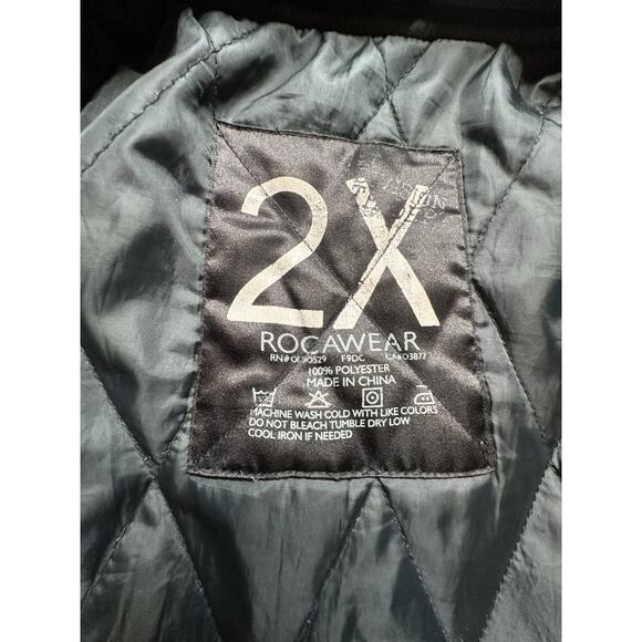 Vintage Rare 2000’s Y2K Rocawear Bomber Embroidered Satin Jacket Size 2XL - Picture 10 of 15